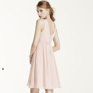 Short Crinkle Chiffon Bridesmaid Dress with Halter